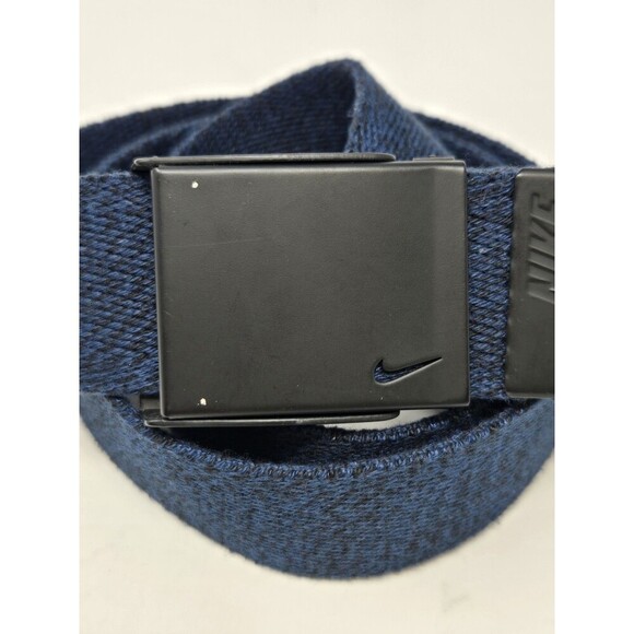 NIKE NAVY BLUE WEBBING WOVEN FABRIC UTILITY BELT MATTE BLACK BUCKLE MEN OS GOLF - Picture 2 of 12